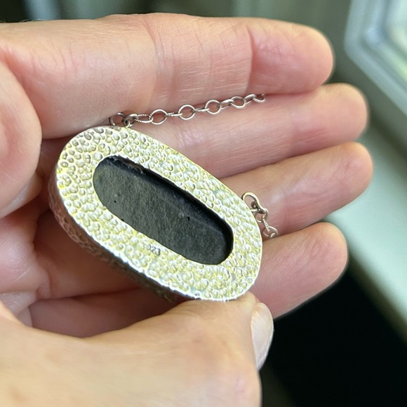 Large natural Kingman Turquoise pendant stone necklace in sterling silver wchain - Picture 11 of 15